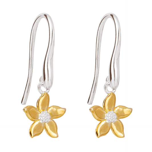 Beginnings Jasmine Flower Drop Earrings with Yellow Gold Plating