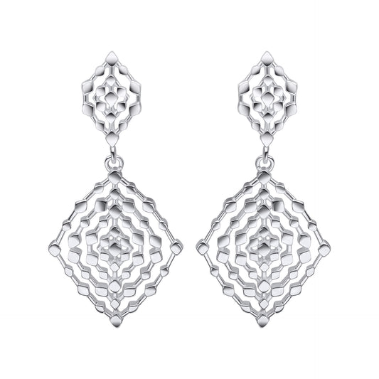 Beginnings Geometrical Lace Textured Drop Earrings