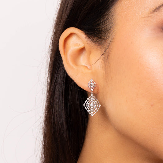 Beginnings Geometrical Lace Textured Drop Earrings