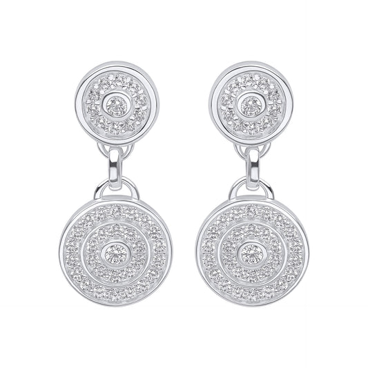 Beginnings Channel Set Circular Drop Earrings