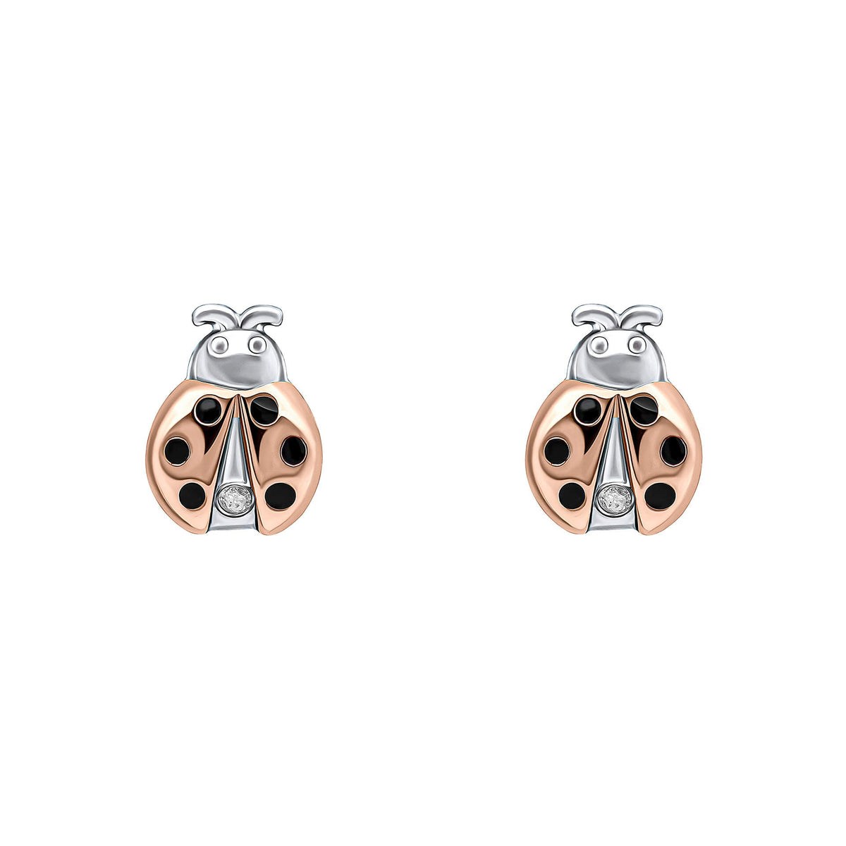 D For Diamond Ladybird Stud Earrings with Diamond