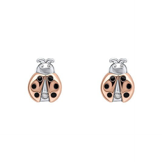 D For Diamond Ladybird Stud Earrings with Diamond