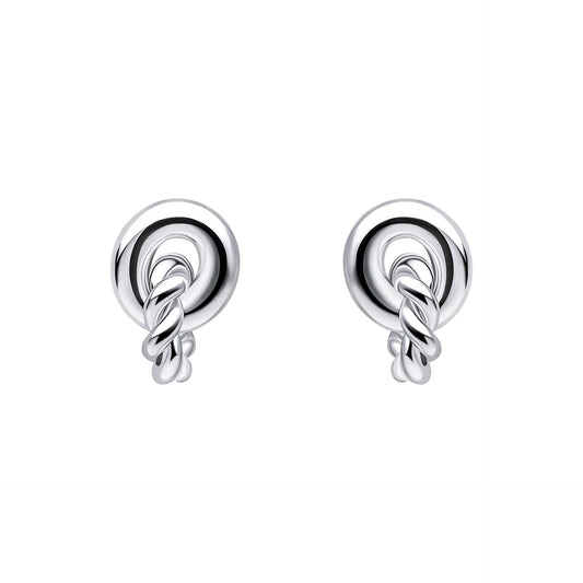 Beginnings Plain and Rope Linked Circles Stud Earrings
