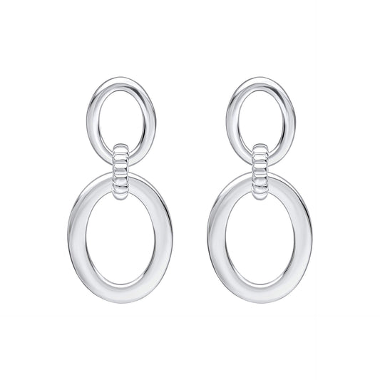 Beginnings Double Oval Drop Earrings with Textured Connection Link