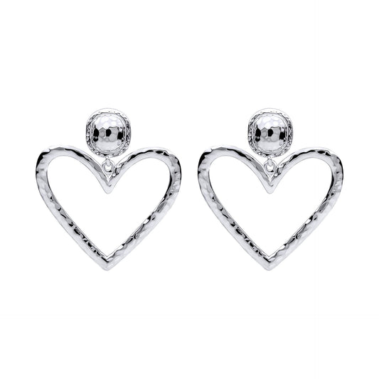Beginnings Large Hammered Heart Drop Earrings