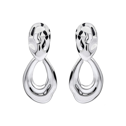 Beginnings Molten Oval Doorknocker Drop Earrings