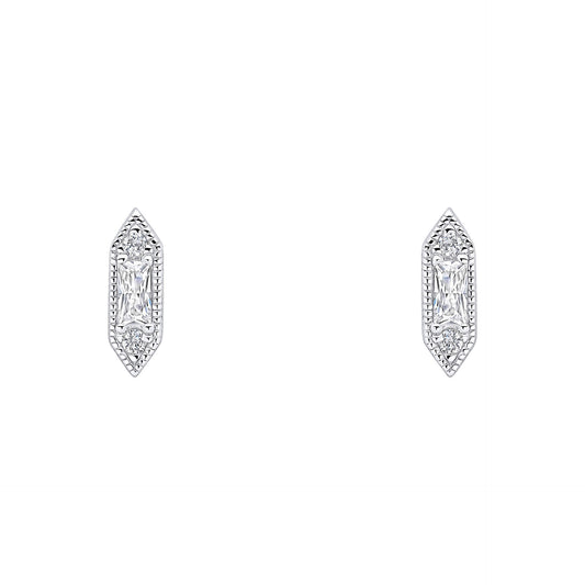 Beginnings Elongated Hexagon Stud Earrings