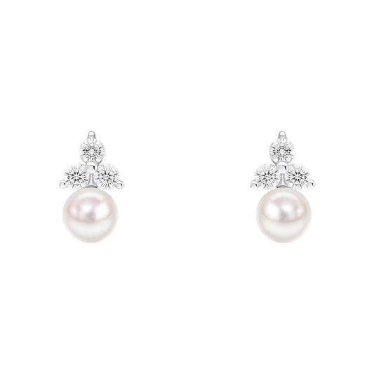 Beginnings Shell Pearl Stud Earrings with Cubic Zirconia