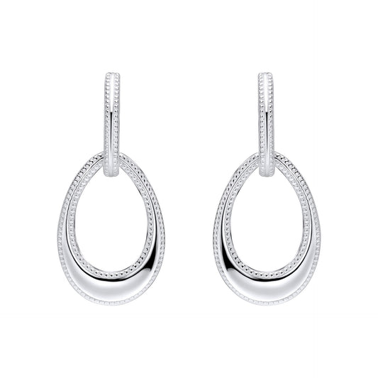 Beginnings Open Teardrop Earrings with Millegrain Edge