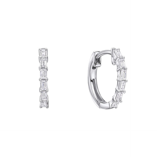 Diamonfire Baguette Zirconia Hoop Earrings
