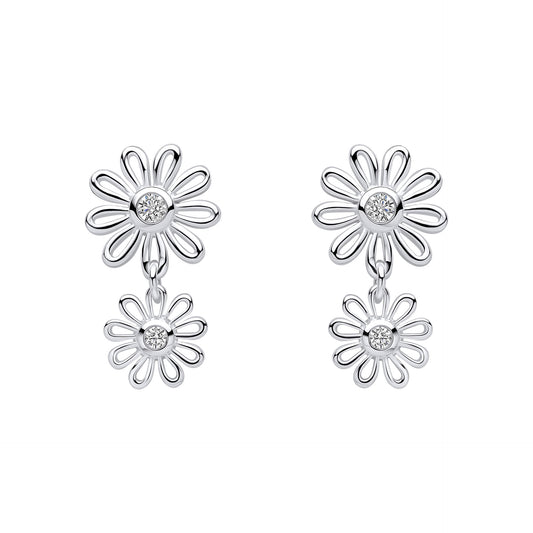Laura Ashley Silver Thorncliff Daisy Drop Earrings