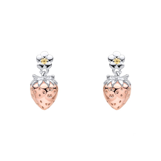 Laura Ashley Silver Strawberry Field Stud Earrings