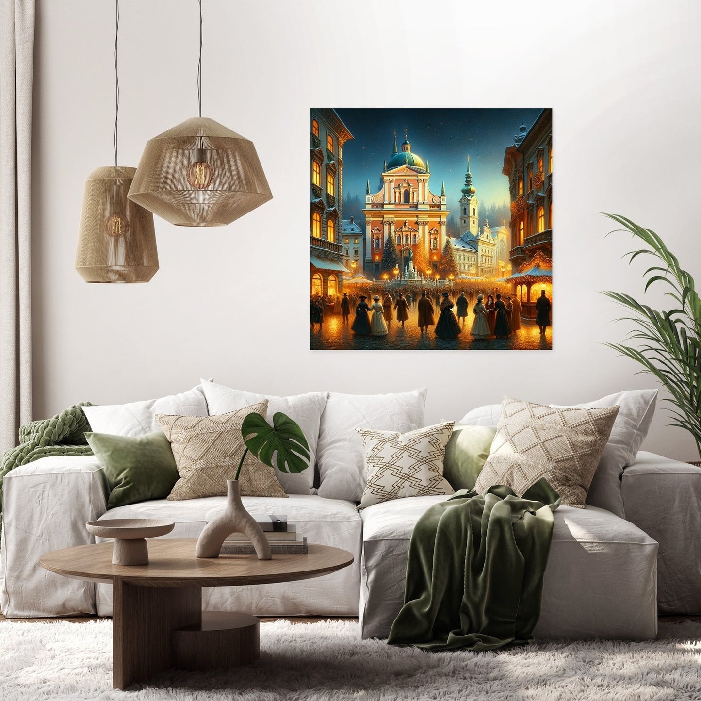 Festive Evening at Prešeren Square Canvas