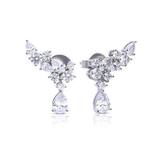 Diamonfire Statement Multi-Cut Zirconia Crawler Earrings with Drop