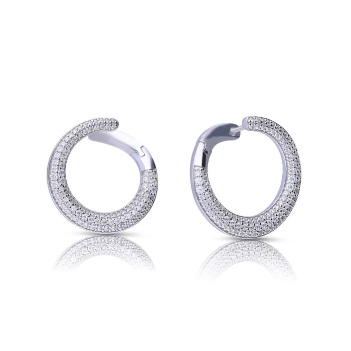 Diamonfire Pave Swirl Open Circle Earrings