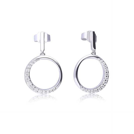 Diamonfire Half Pave Open Circle Earrings