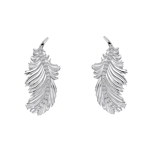 Laura Ashley Silver Plume Feather Stud Earrings