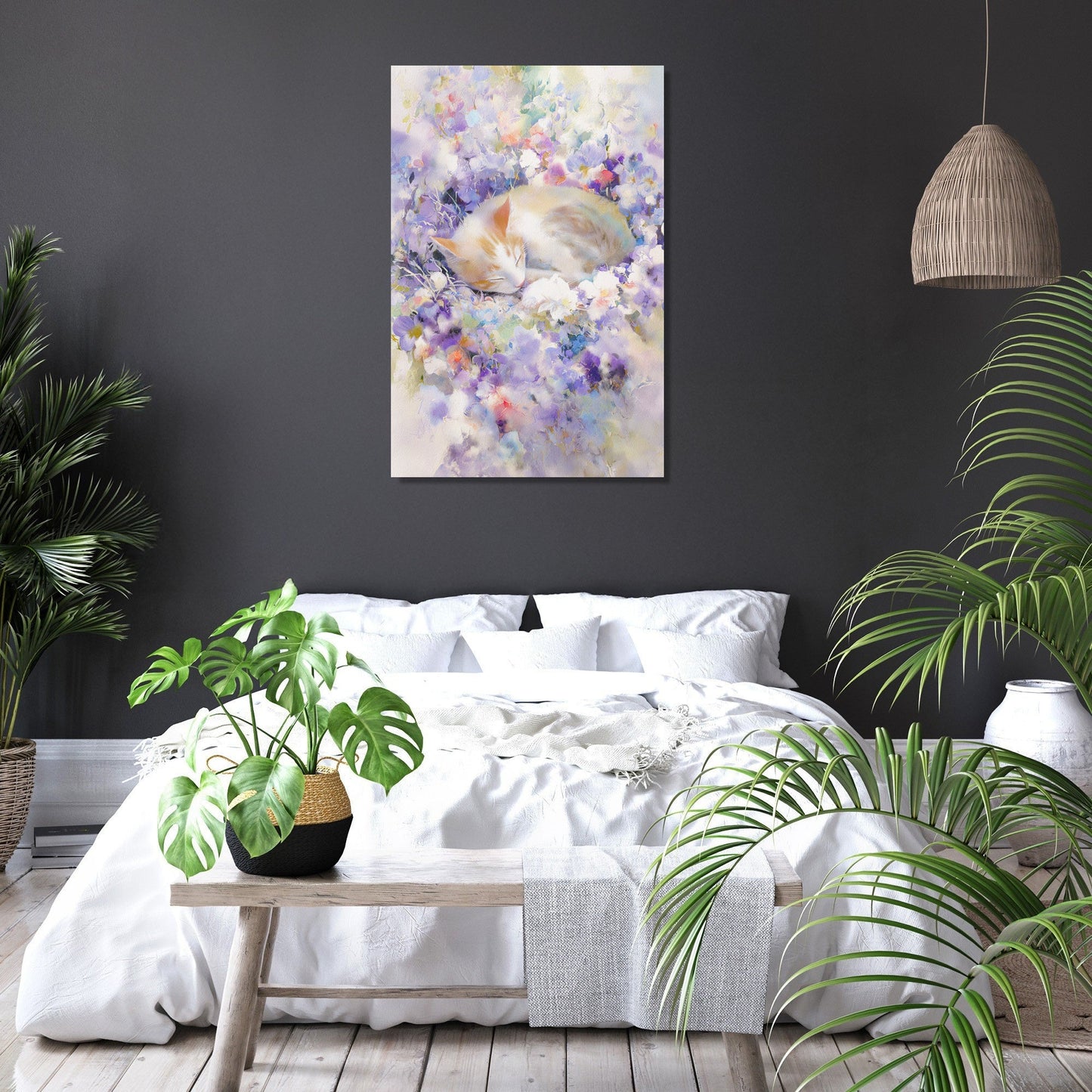 Feline Floral Canvas