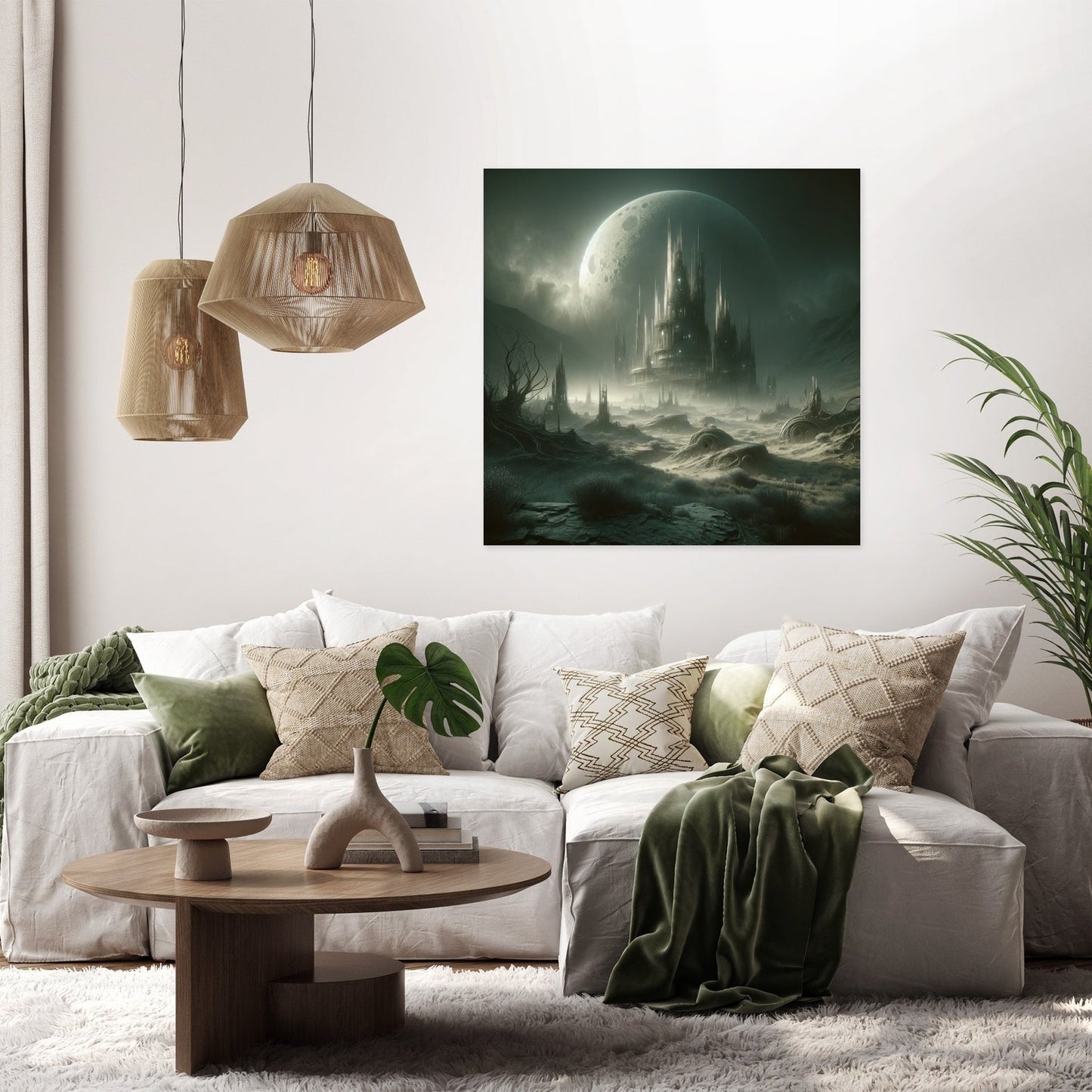 Ancient Relics Under Moonlight Canvas