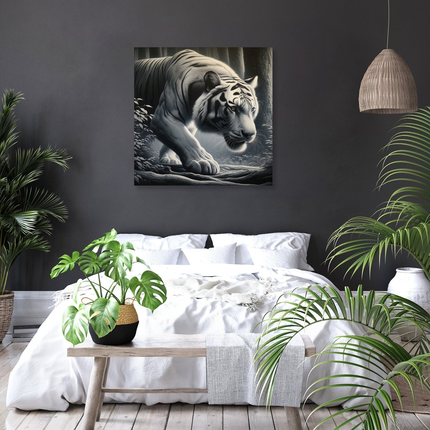 Monochrome Tiger Canvas