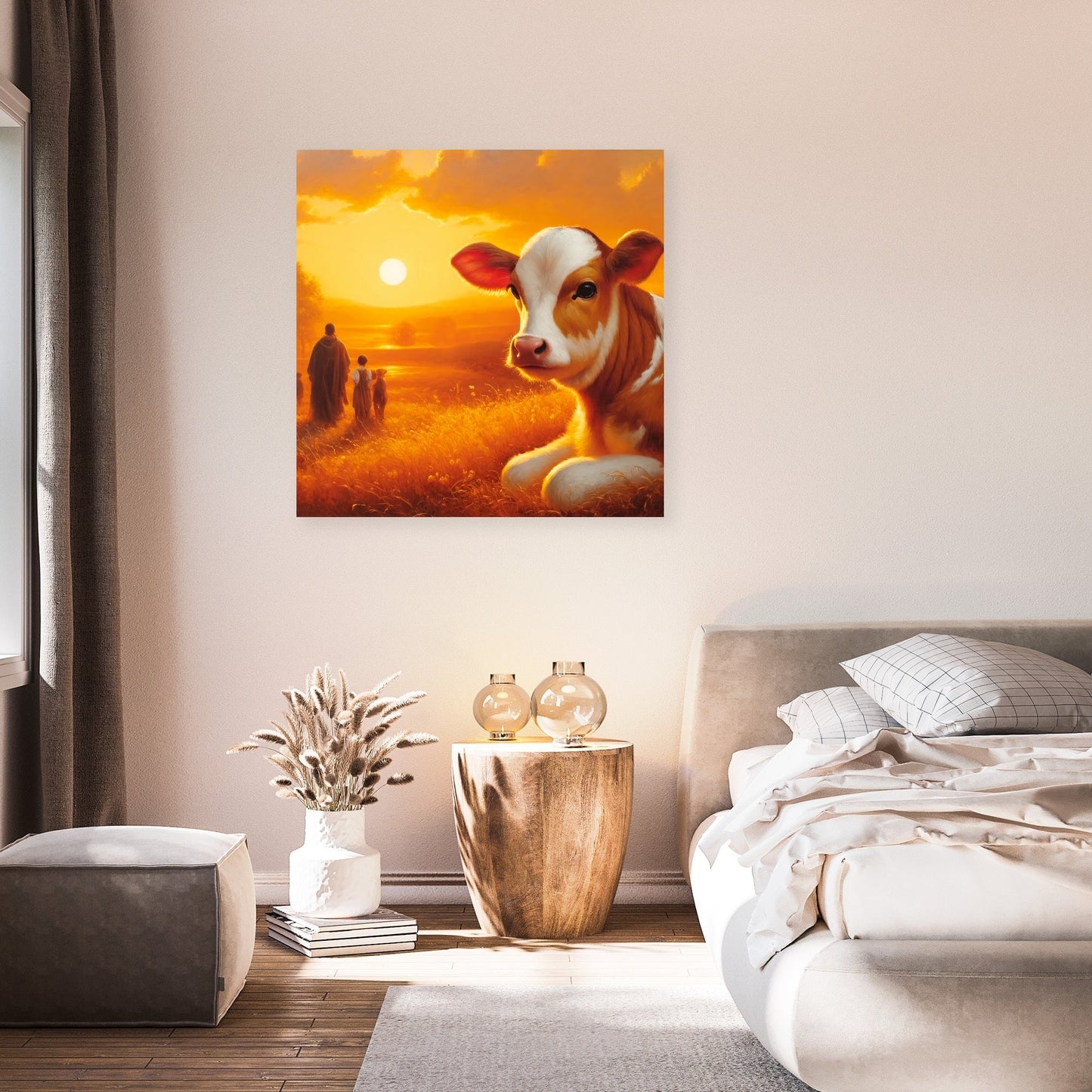 Golden Hour Cow Canvas