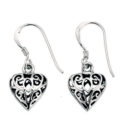 Beginnings Filigree Heart Drop Earrings