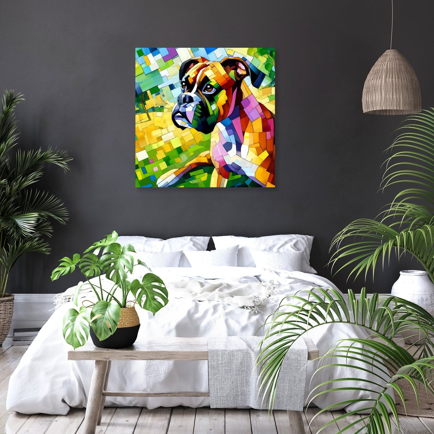 Boxer's Day Out Vibrant Energy Canvas