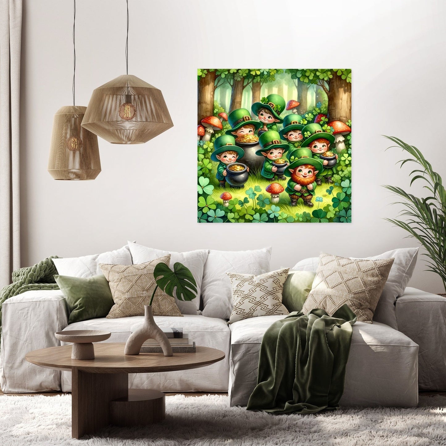 Clover Mischief Leprechauns Canvas