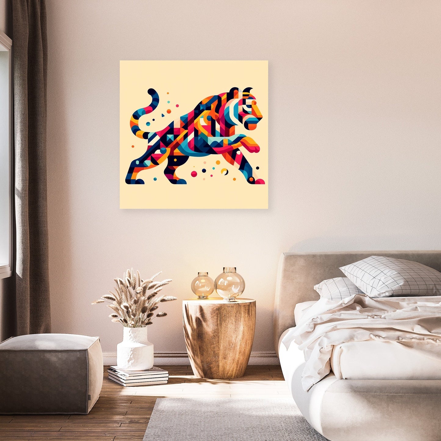 Vibrant Geometric Tiger Canvas