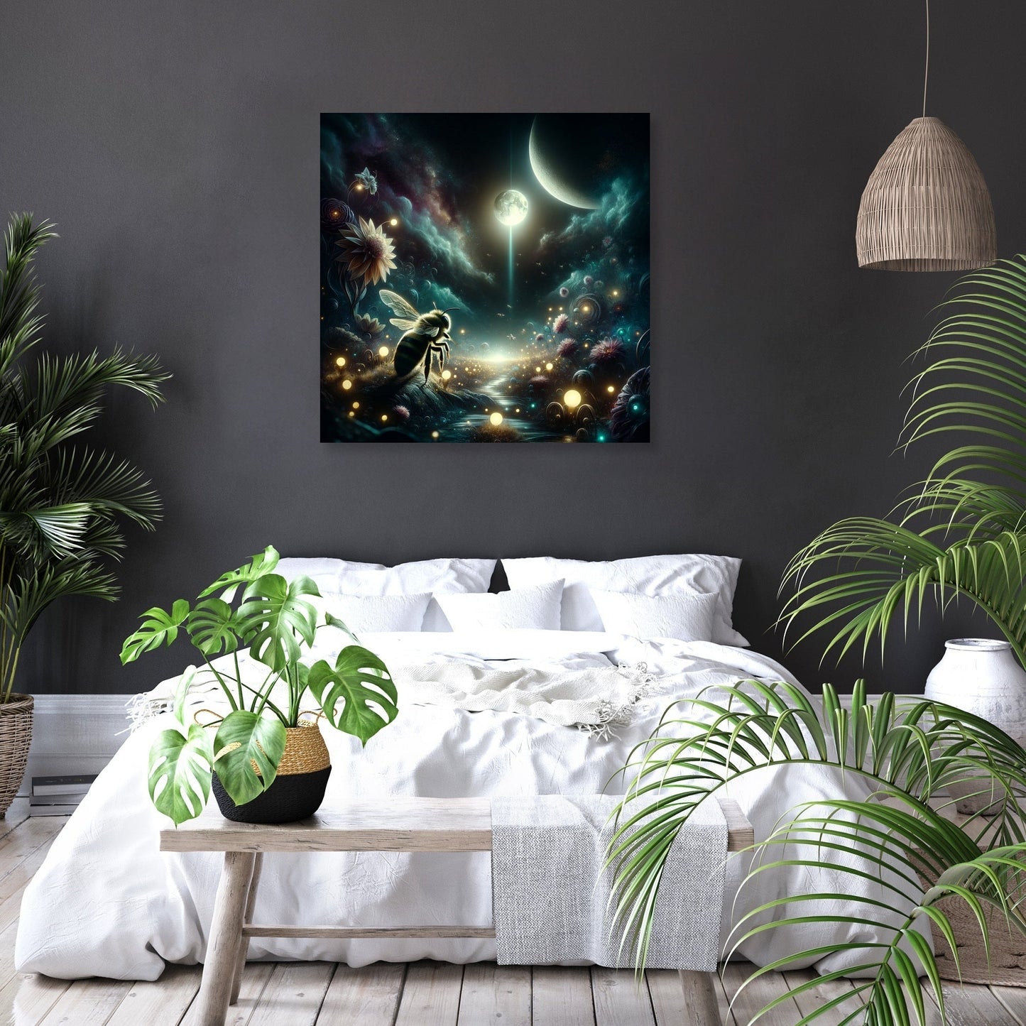 Night Bloom Bee Canvas