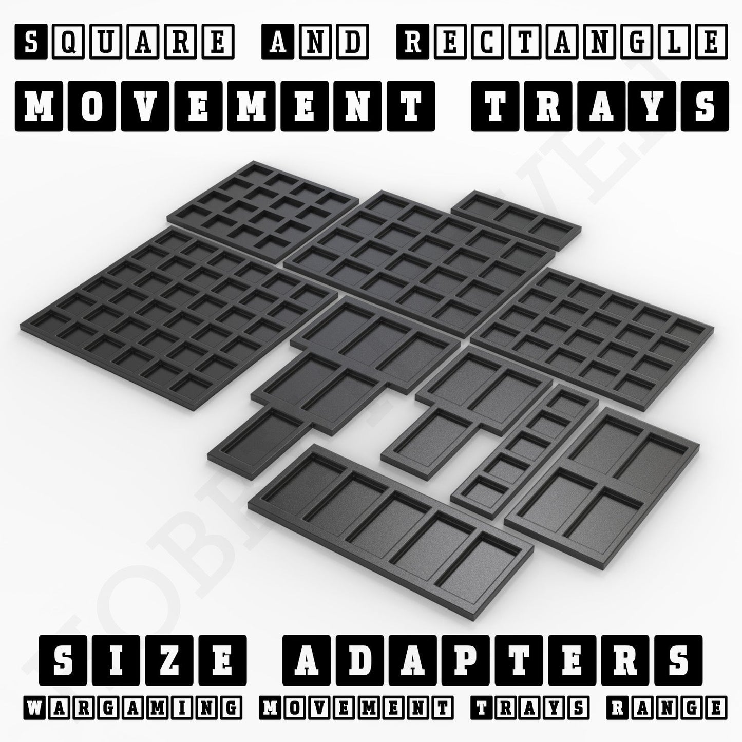 Square and Rectangle Movement Tray Adapters for Tabletop Games