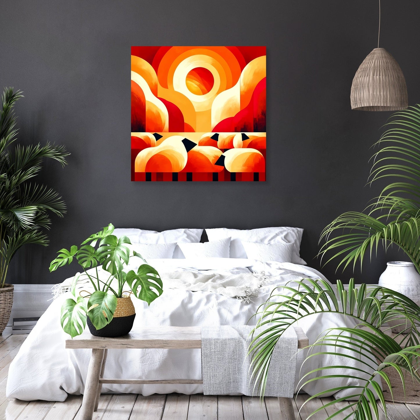 Sunset Sheep Warmth Canvas
