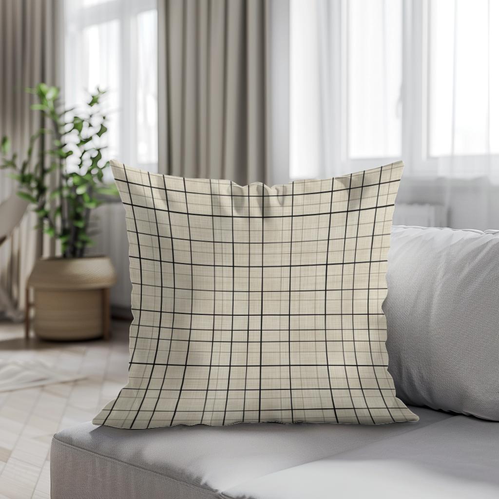 Elegant Grid Cotton Cushion