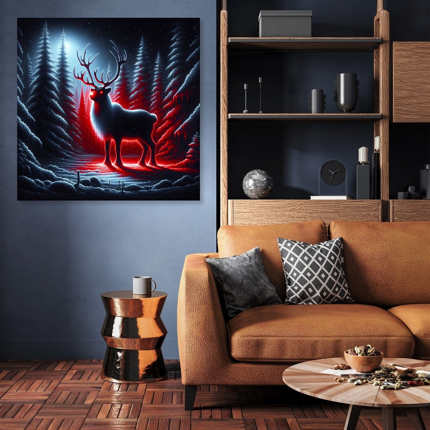 Reindeer's Radiance Nightfall Canvas