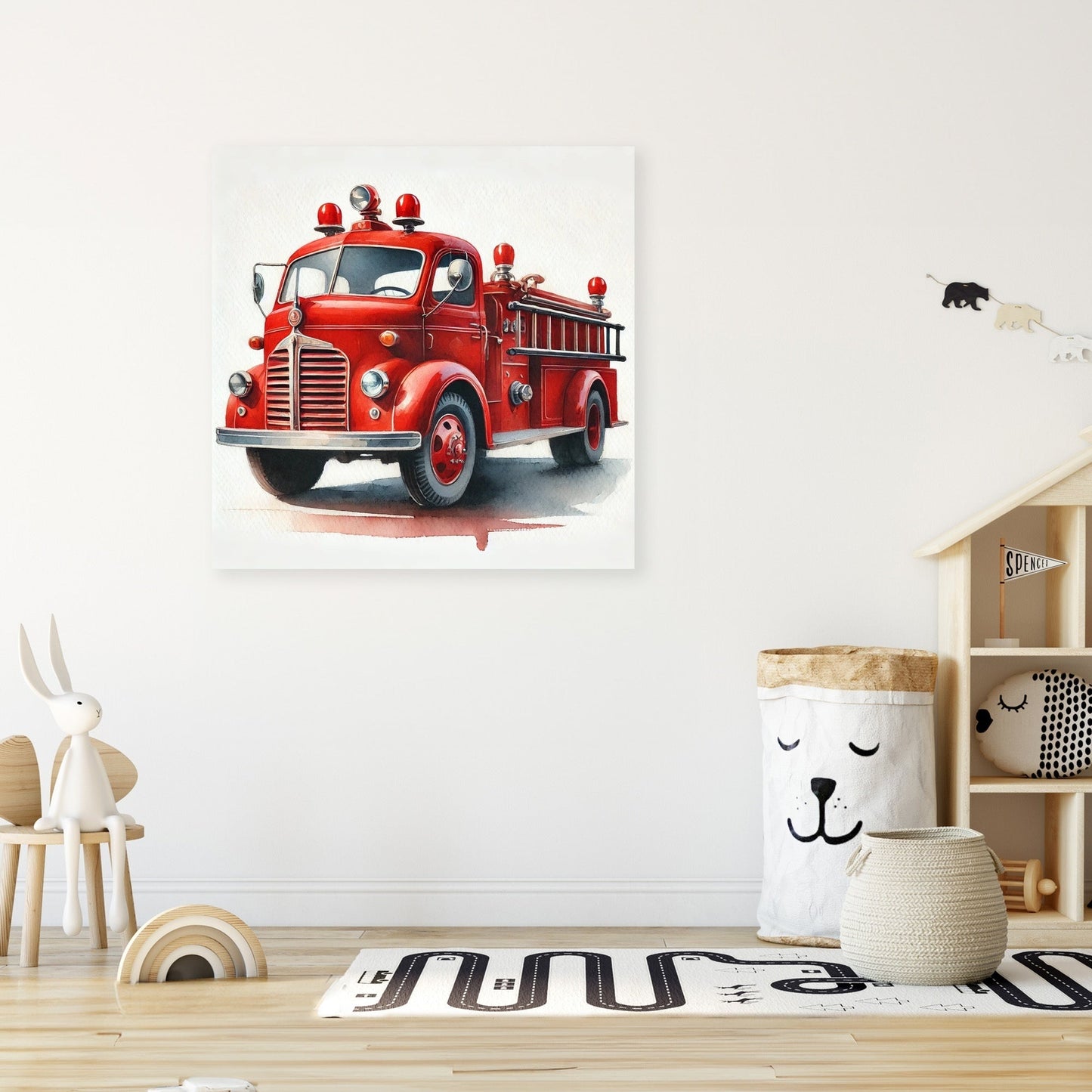 Vintage Fire Truck Canvas