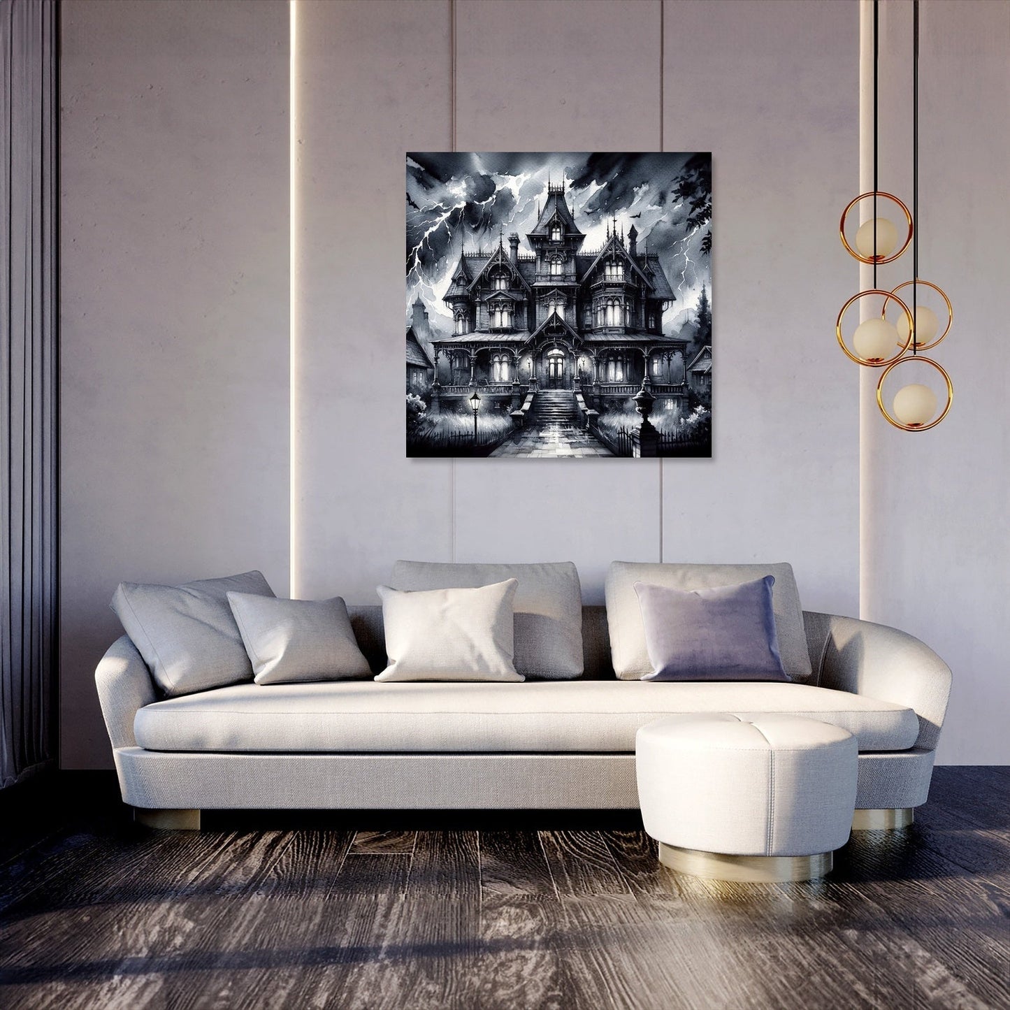 Stormy Mansion Canvas