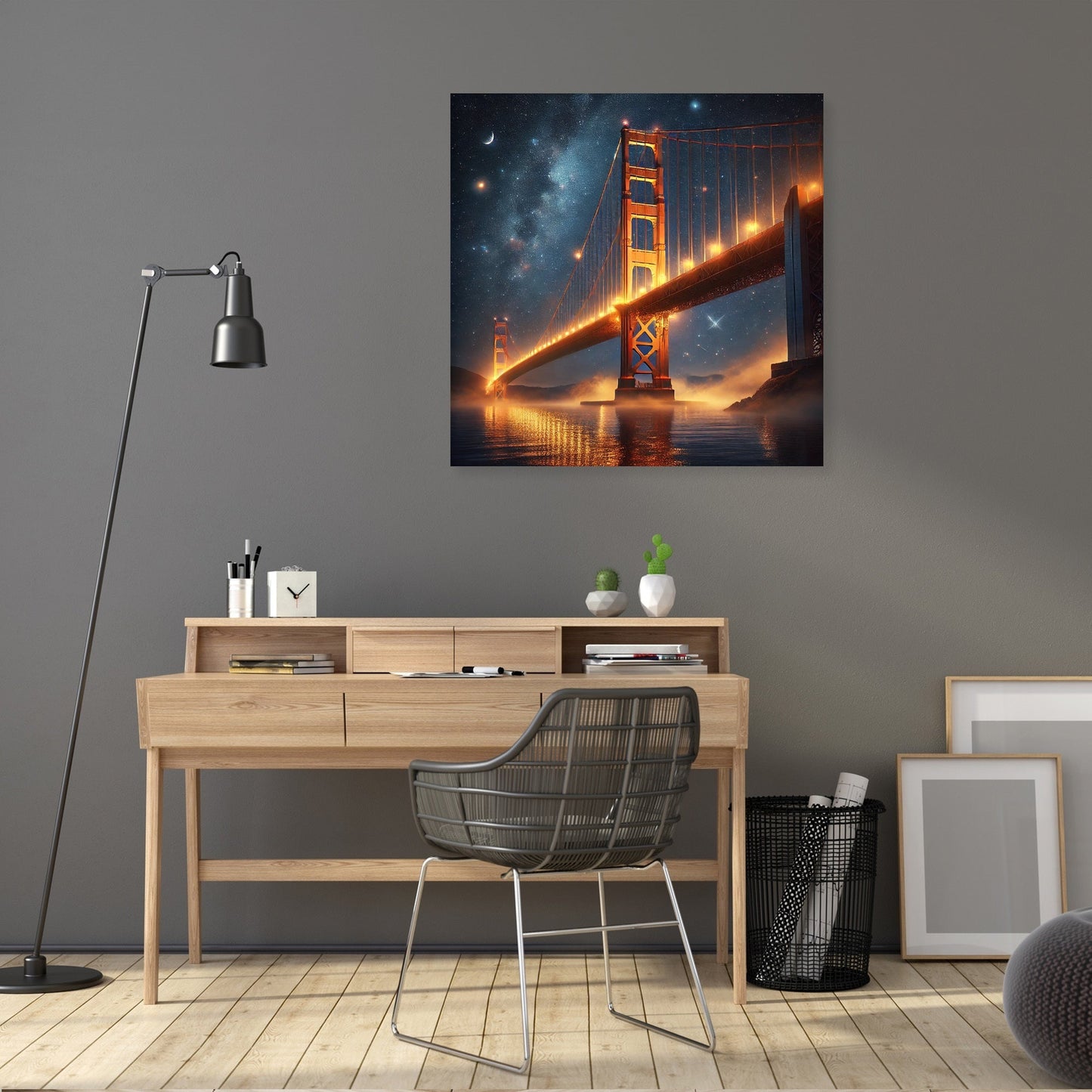 Golden Gate Starry Night Canvas
