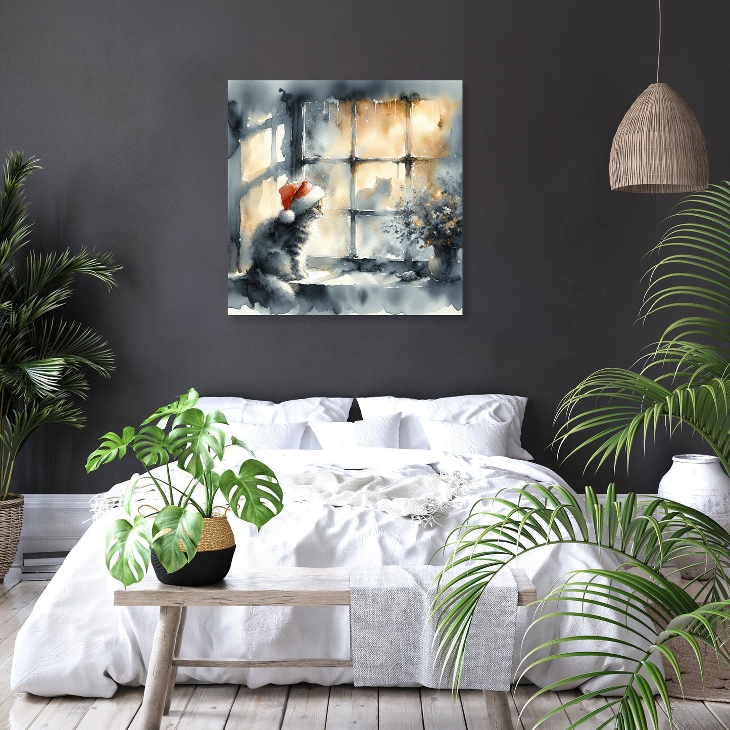 Christmas Solitude Feline Canvas