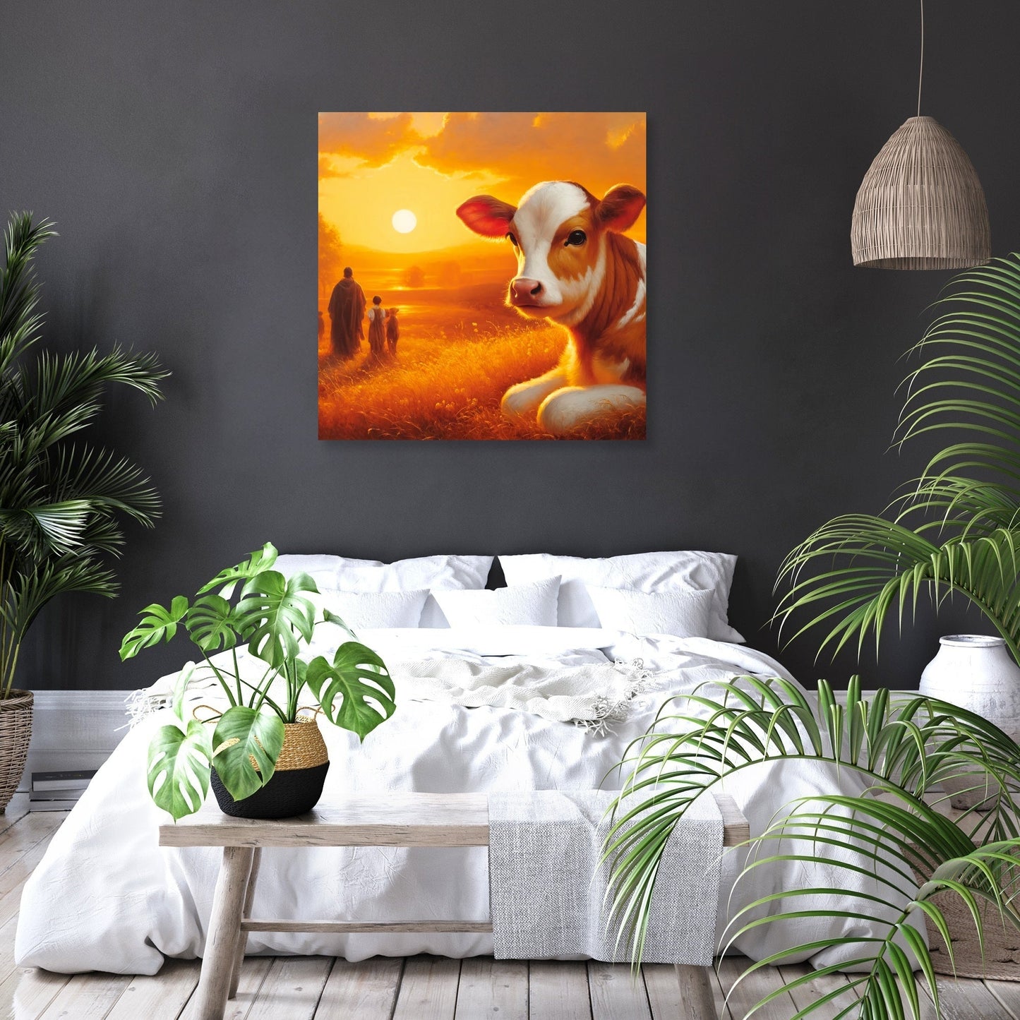 Golden Hour Cow Canvas