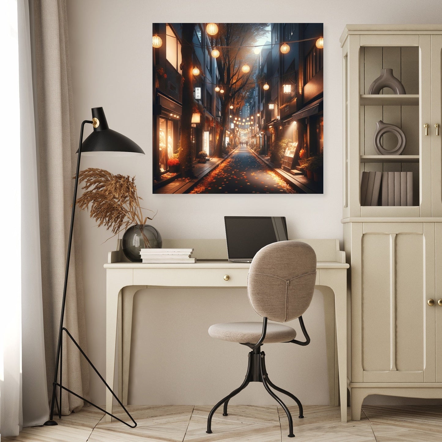 Autumn Alley at Night Canvas
