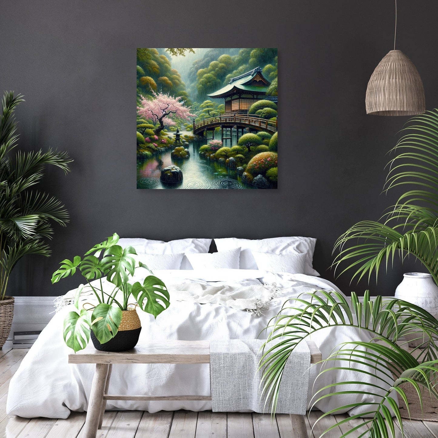 Tranquil Rain in Kyoto Canvas