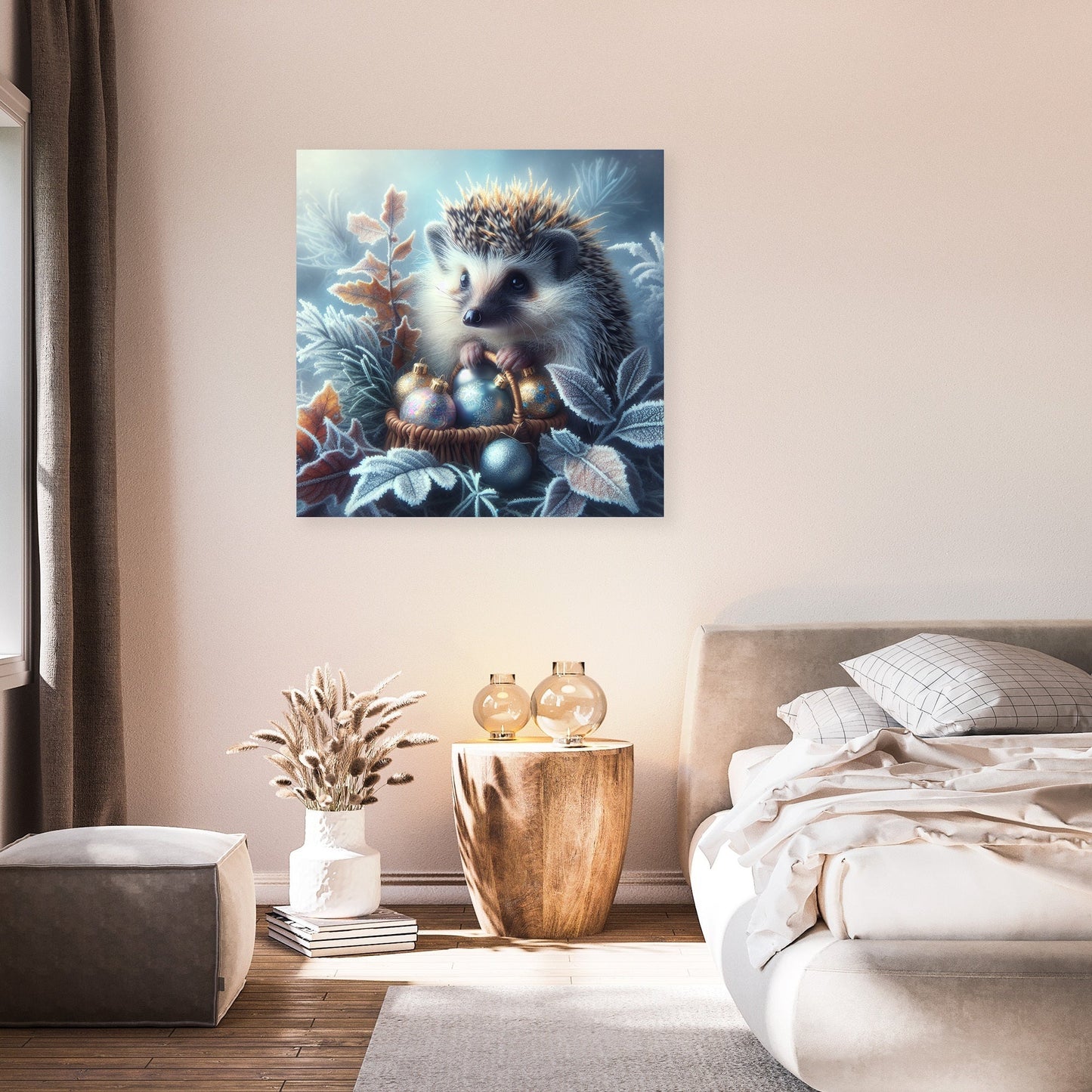 Festive Morning Hedgehog Canvas