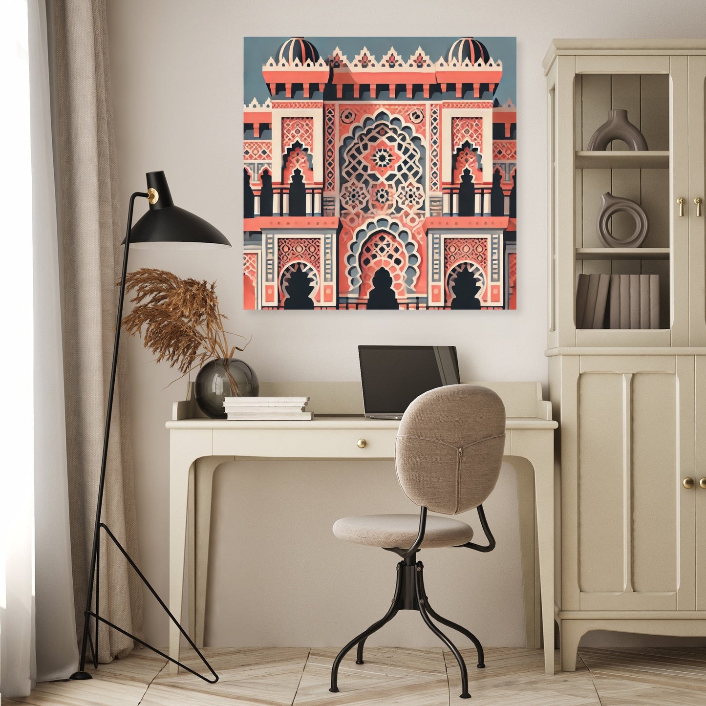 Coral & Blue Islamic Architecture Canvas