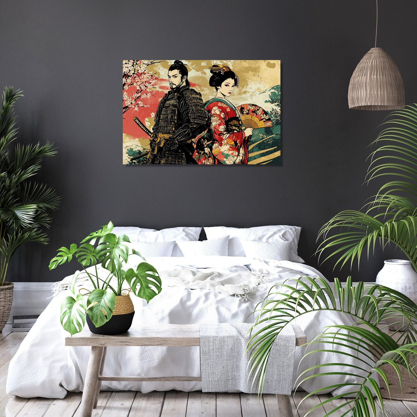 Samurai and Geisha Canvas