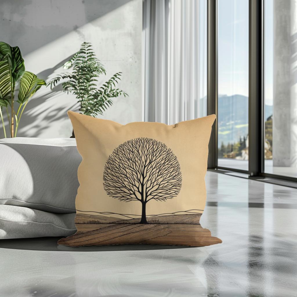 Silhouette Solace Tree Cotton Cushion