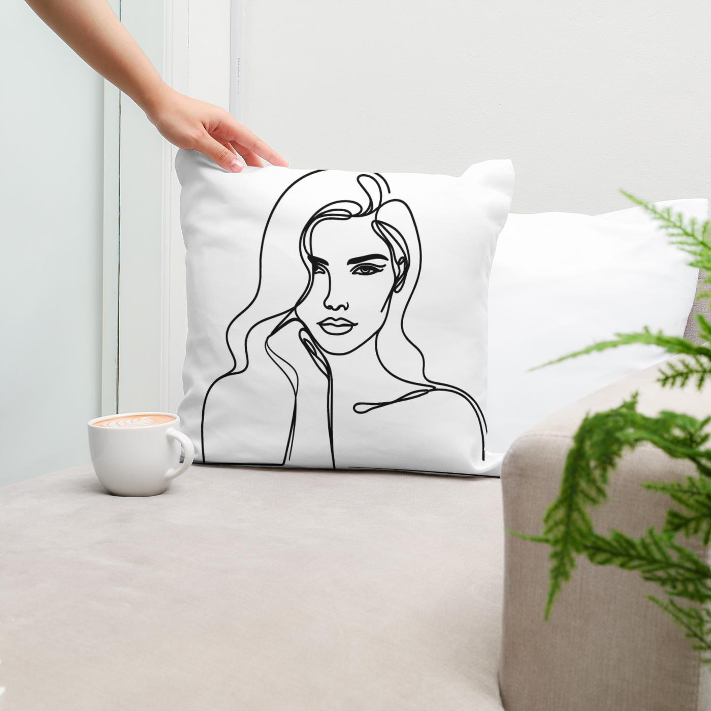 Woman:Line Simplicity Cotton Cushion