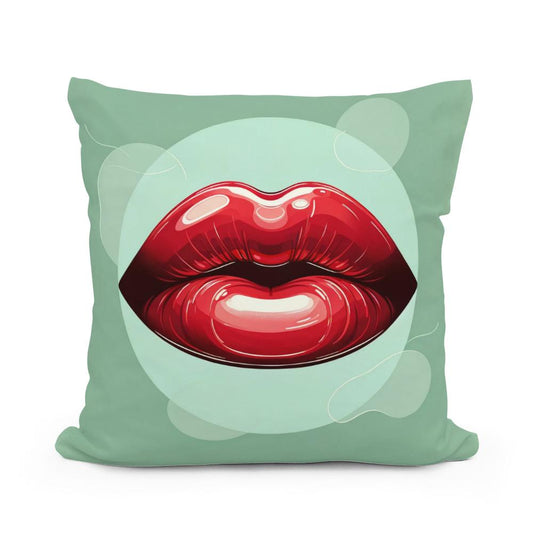 Glossy Red Lips Cotton Cushion