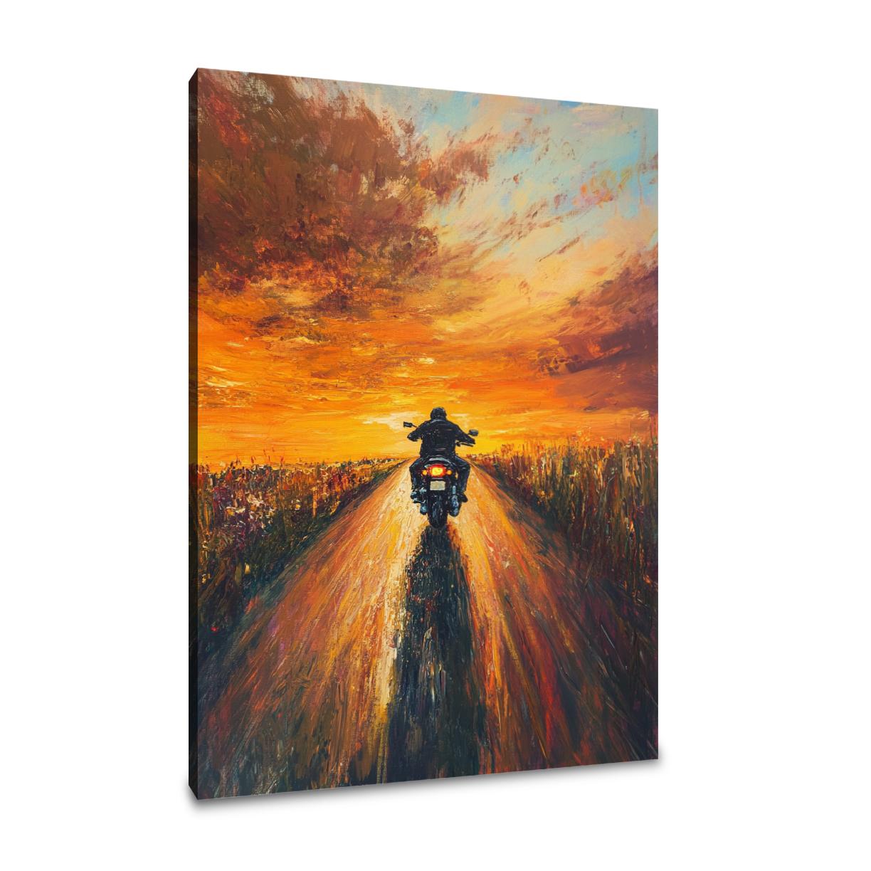 Sunset Roadway Motorbike Canvas