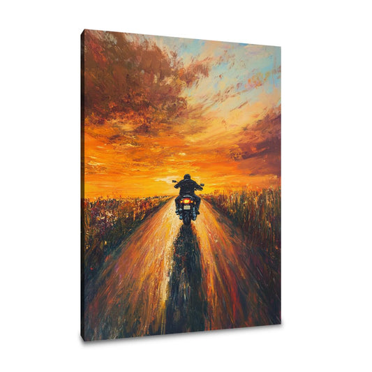 Sunset Roadway Motorbike Canvas
