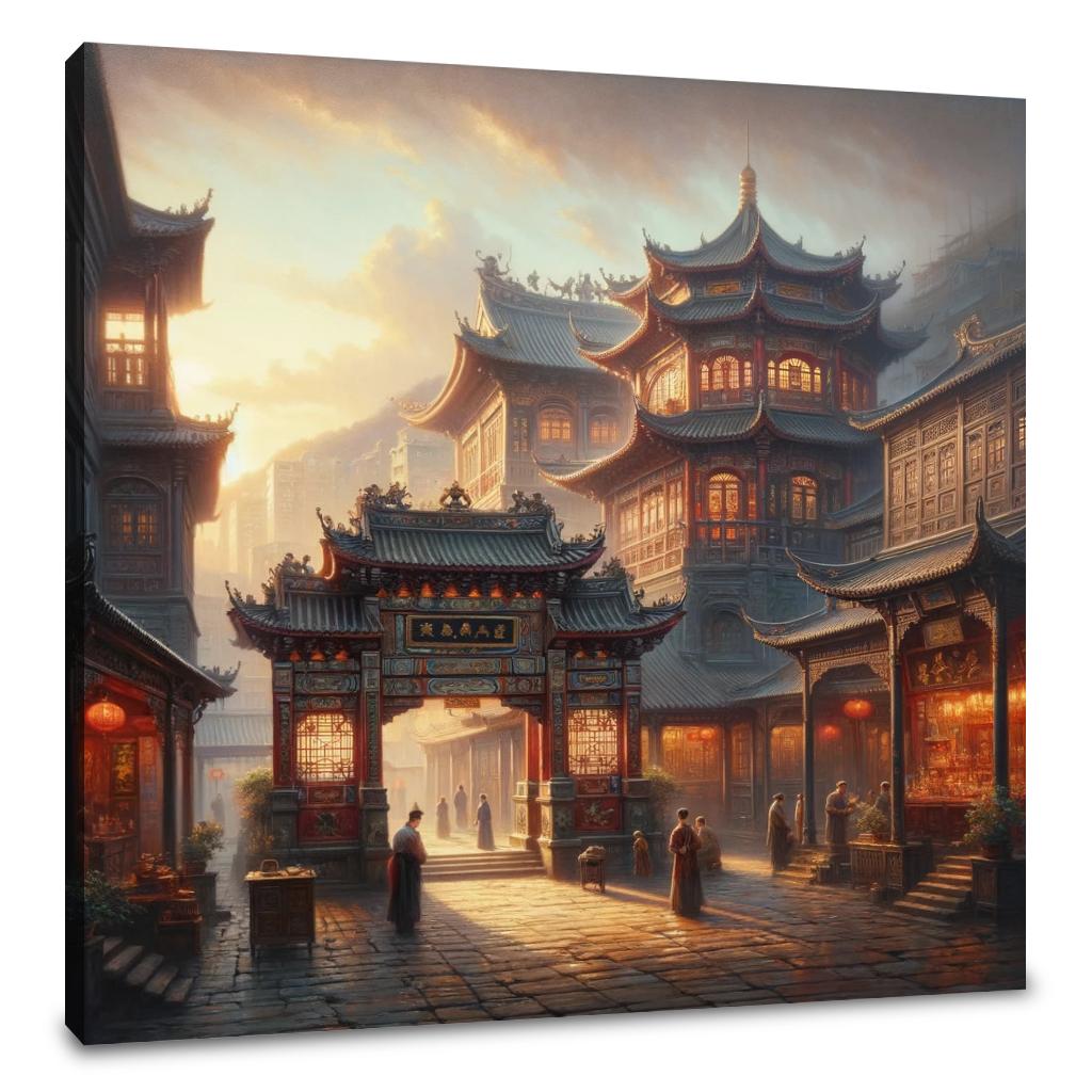 Dawn at Man Mo Temple Canvas